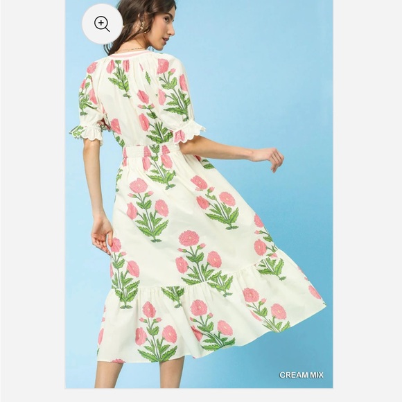 Umgee White Maxi Dress with Pink Floral Print - Picture 3 of 12